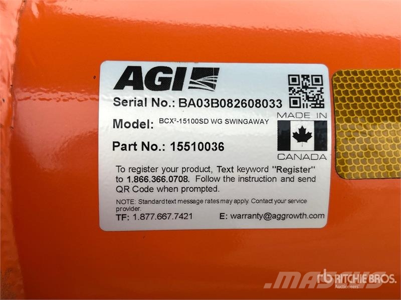 AGI BCX15100SD 15 in x 100 ft Swing Grain Conveyor معدات نقل