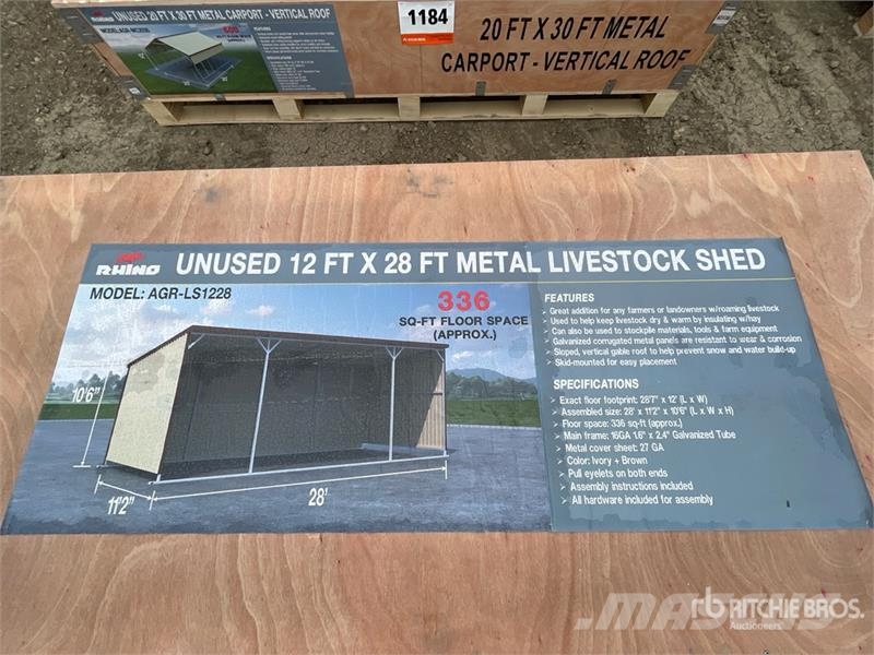  AGR-LS1228 28 ft x 12 ft x 10 ft 6 in Metal Livest Andre staldmaskiner