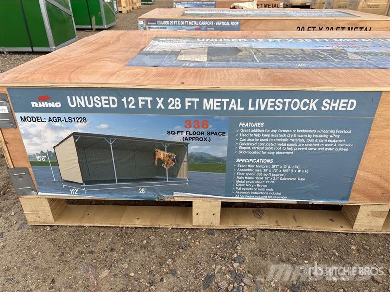 AGR-LS1228 28 ft x 12 ft Metal Livestock Shelter ( Other livestock machinery and accessories