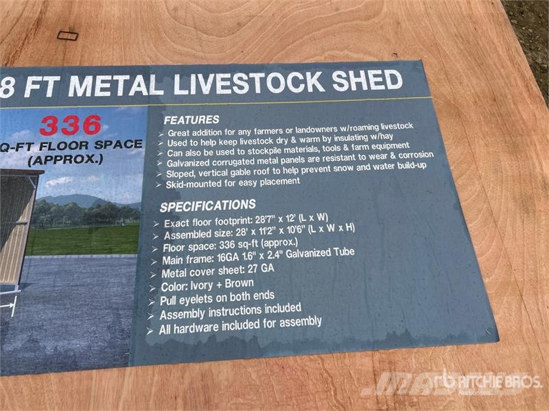  AGR-LS1228 28 ft x 12 ft x 10.5 ft Metal Livestock Andre staldmaskiner
