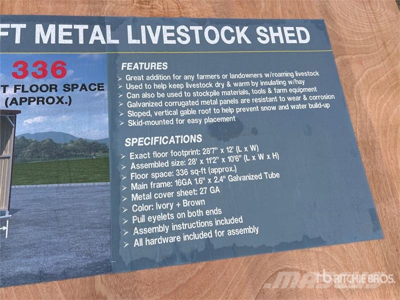  AGR-LS1228 28 ft x 12 ft x 10.5 ft Metal Livestock ماكينات وملحقات مواش أخرى