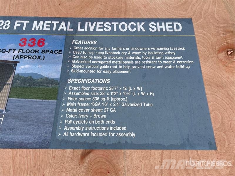 AGR-LS1228 28 ft x 12 ft x 10.5 ft Metal Livestock Other livestock machinery and accessories