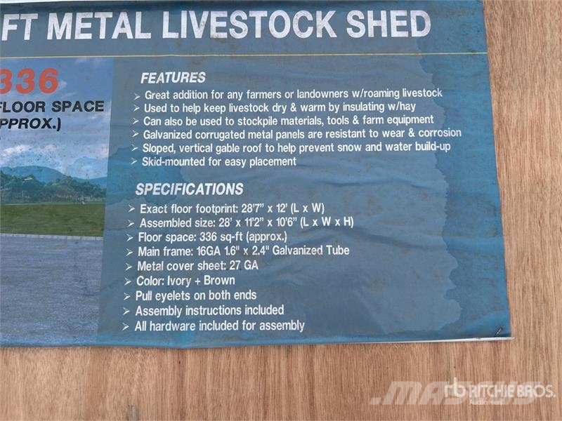  AGR-LS1228 28 ft x 12 ft x 10.5 ft Metal Livestock ماكينات وملحقات مواش أخرى