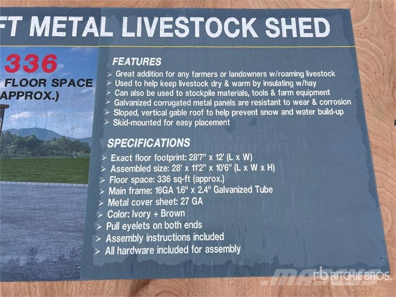 AGR-LS1228 28 ft x 12 ft x 10.5 ft Metal Livestock Other livestock machinery and accessories