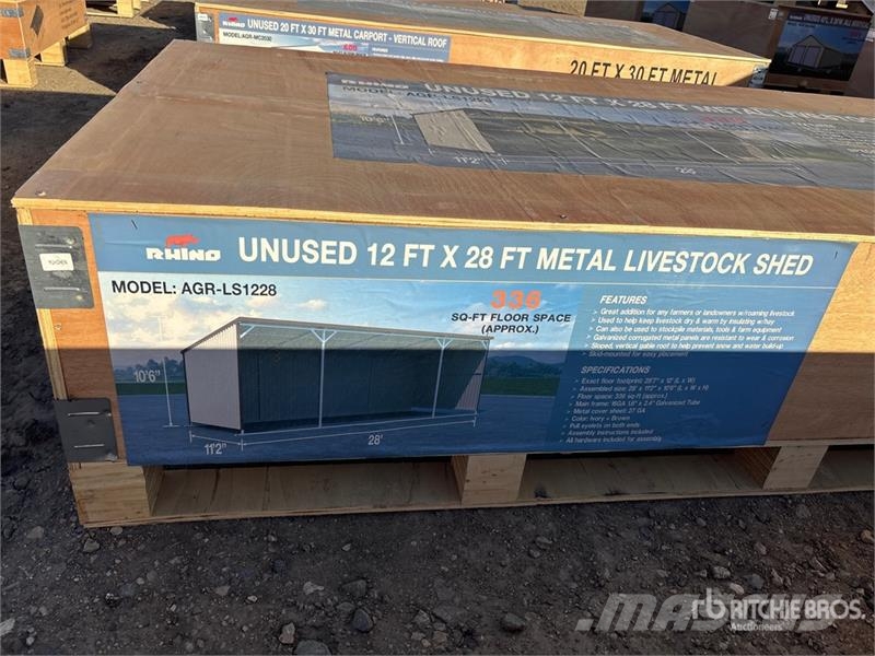 AGR-LS1228 28 ft x 12 ft Metal Livestock Shelter ( Other livestock machinery and accessories