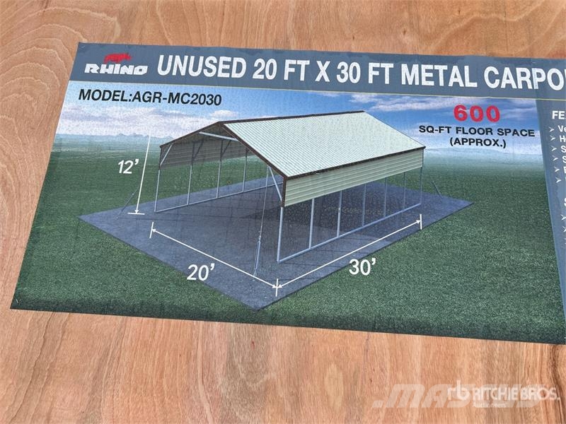  AGR-MC2030 20 ft x 30 ft x 12 ft Steel Carport (Un Stahlrahmenaufbauten