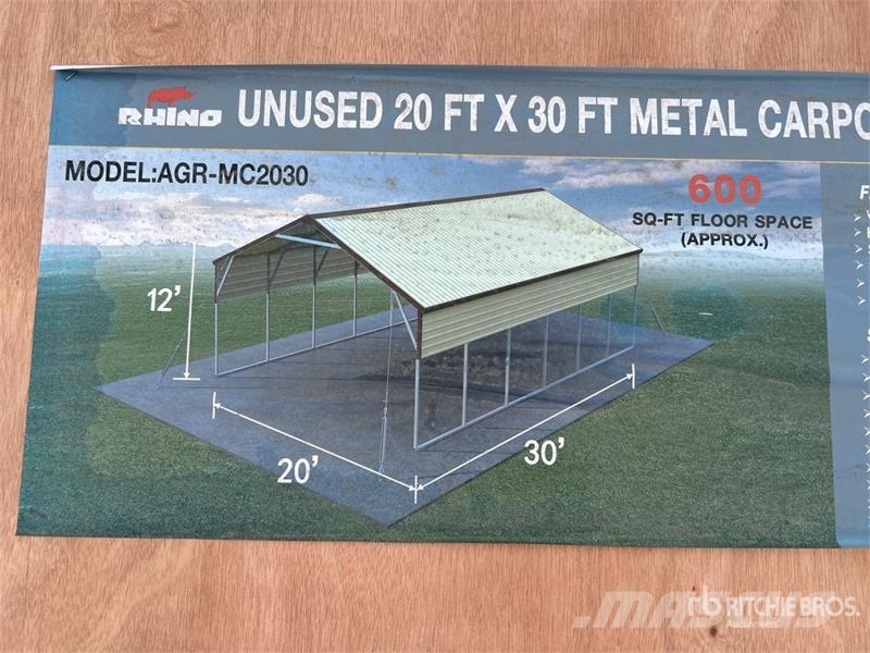  AGR-MC2030 20 ft x 30 ft x 12 ft Steel Carport (Un Stahlrahmenaufbauten