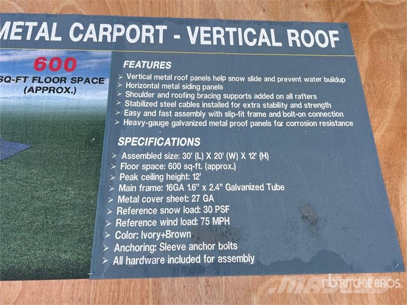  AGR-MC2030 20 ft x 30 ft x 12 ft Steel Carport (Un Čelični okviri za građevine
