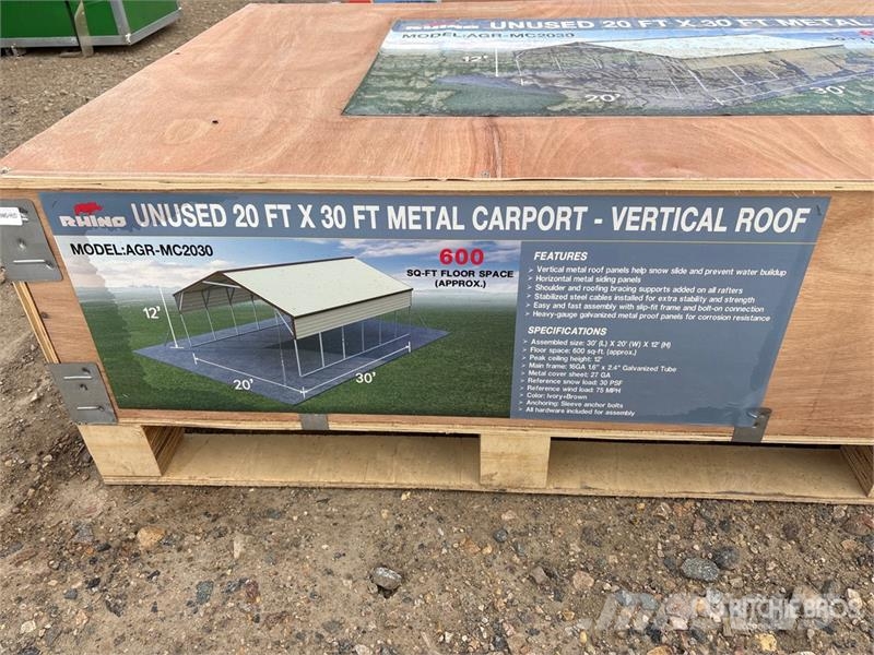 AGR-MC2030 20 ft x 30 ft Steel Carport (Unused) Stahlrahmenaufbauten