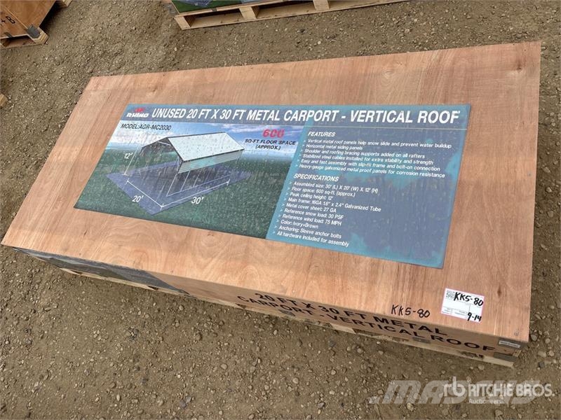AGR-MC2030 20 ft x 30 ft Steel Carport (Unused) Stalen constructies