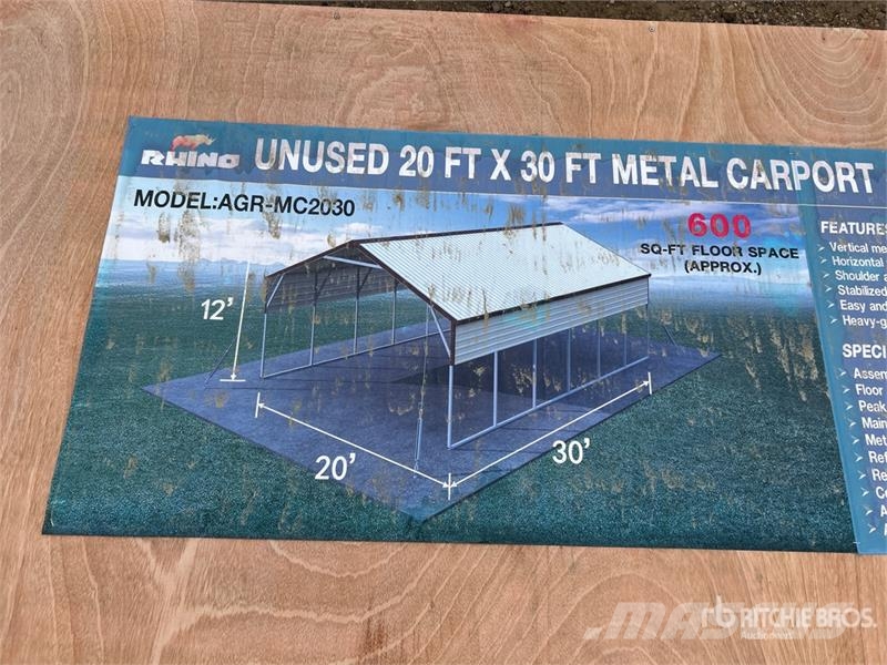AGR-MC2030 20 ft x 30 ft x 12 ft Steel Carport (Un 鋼架建築