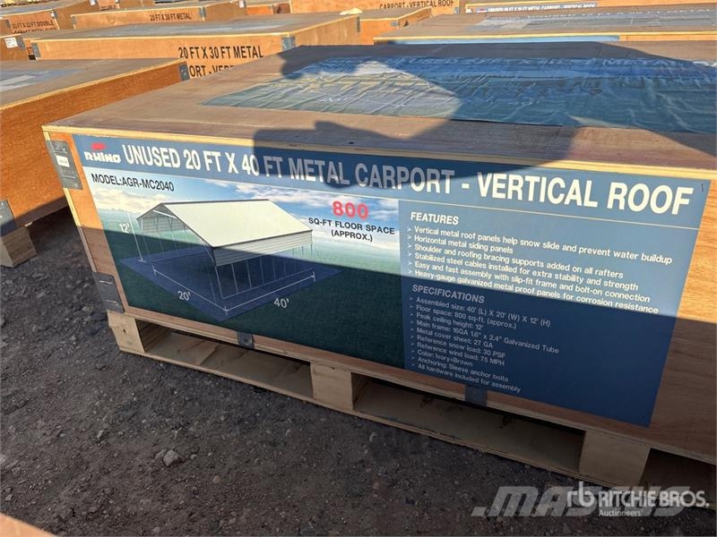  AGR-MC2040 20 ft x 40 ft Steel Carport (Unused) Steel frame buildings