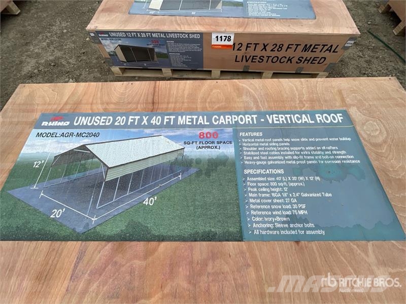  AGR-MC2040 20 ft x 40 ft x 12 ft Steel Carport (Un Čelični okviri za građevine