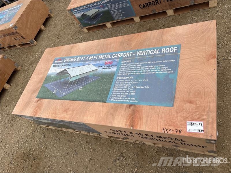 AGR-MC2040 20 ft x 40 ft Steel Carport (Unused) Stalen constructies