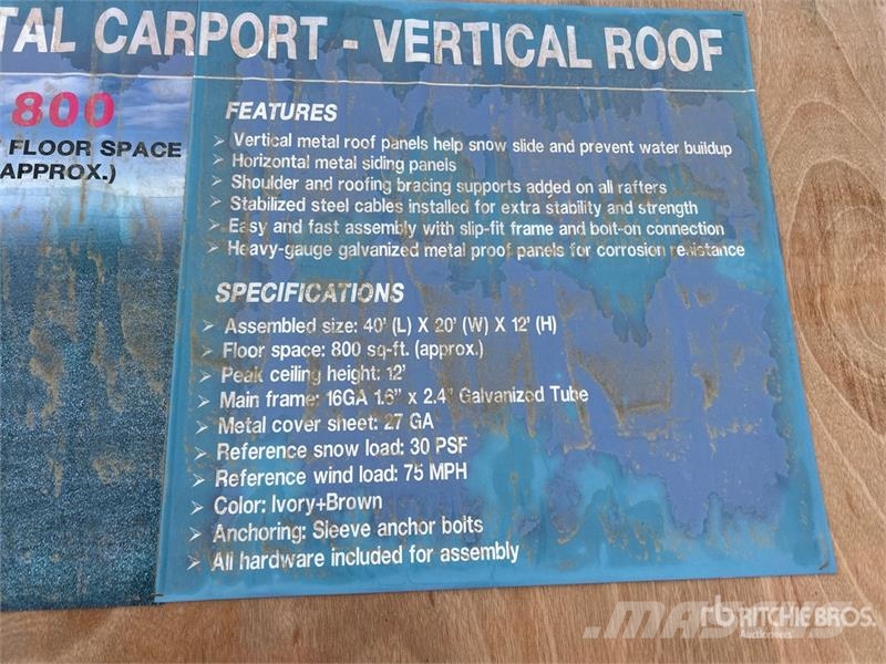 AGR-MC2040 20 ft x 40 ft x12 ft Steel Carport (Unu Čelični okviri za građevine