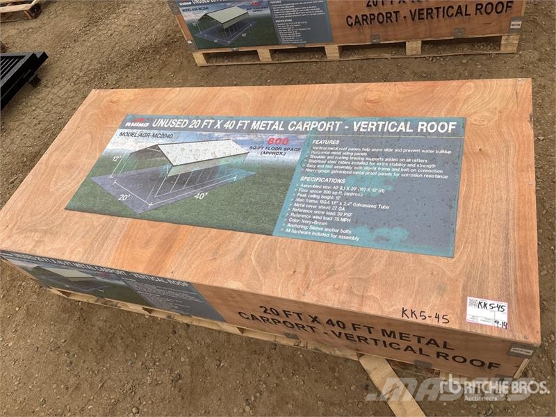 AGR-MC2040 20 ft x 40 ft Steel Carport (Unused) Stalen constructies