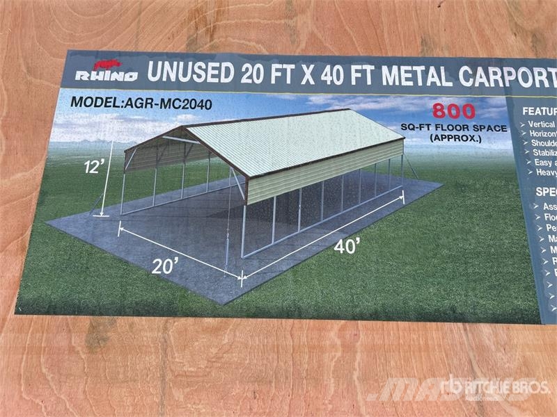  AGR-MC2040 20 ft x 40 ft x 12 ft Steel Carport (Un Stålrammmer