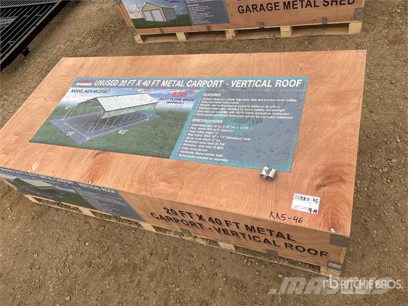 AGR-MC2040 20 ft x 40 ft Steel Carport (Unused) Stalen constructies