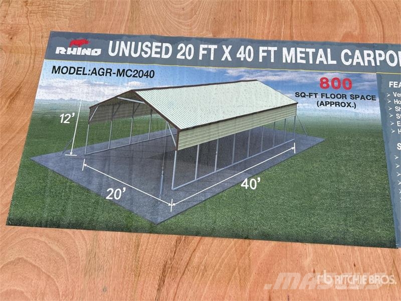 AGR-MC2040 20 ft x 40 ft x 12 ft Steel Carport (Un Stålrammmer