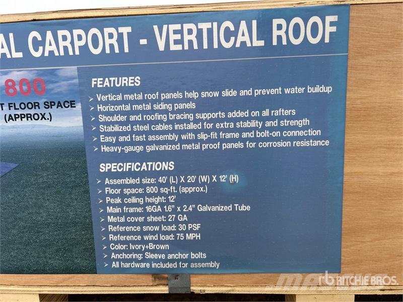  AGR-MC2040 20 ft x 40 ft x 12 ft Steel Carport (Un Čelični okviri za građevine