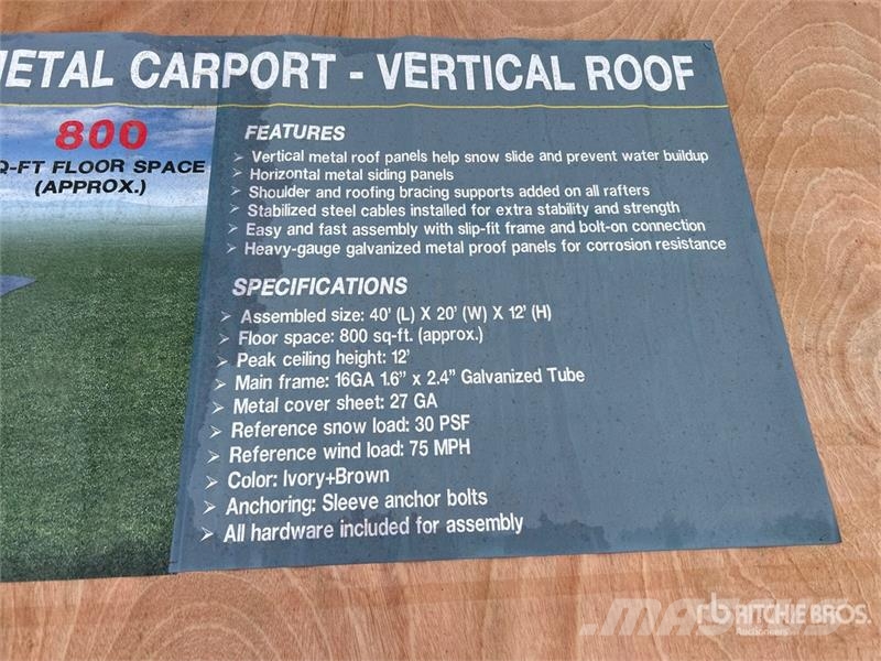AGR-MC2040 20 ft x 40 ft x 12 ft Steel Carport (Un Čelični okviri za građevine