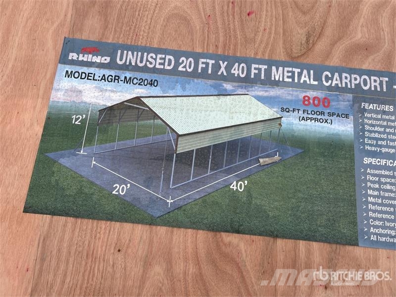  AGR-MC2040 20 ft x 40 ft x 12 ft Steel Carport (Un Stålrammmer
