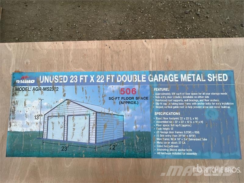 AGR-MS2322 23 ft x 22 ft x 13 ft Double Garage Met 鋼架建築