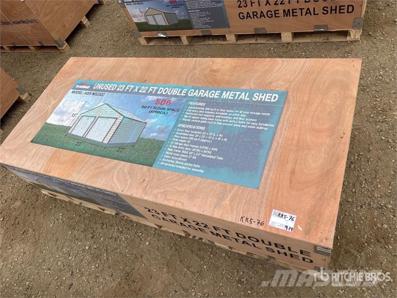 AGR-MS2322 23 ft x 22 ft Double Garage Metal Stora Stalen constructies