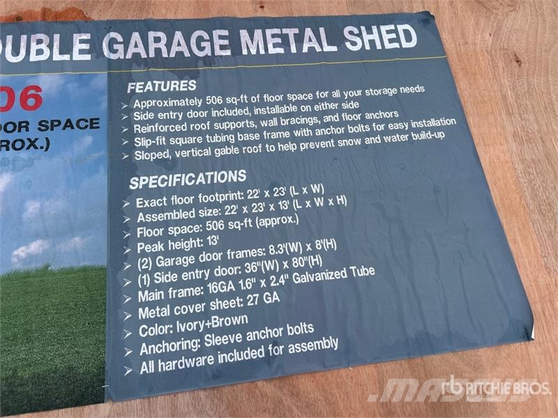  AGR-MS2322 23 ft x 22 ft x 13 ft Double Garage Met Stålrammmer