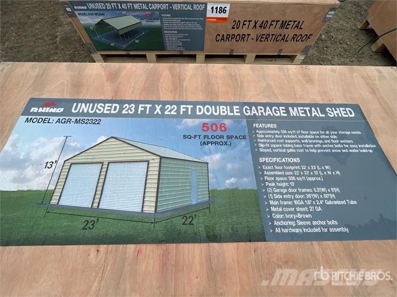 AGR-MS2322 23 ft x 22 ft x 13 ft Double Garage Met Čelični okviri za građevine