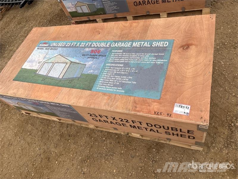 AGR-MS2322 23 ft x 22 ft Double Garage Metal Stora Stalen constructies