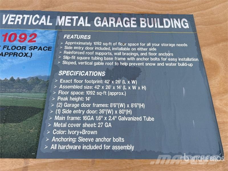  AGR-MS2642 26 ft x 42 ft x 14 ft Metal Garage Stor Stålrammmer