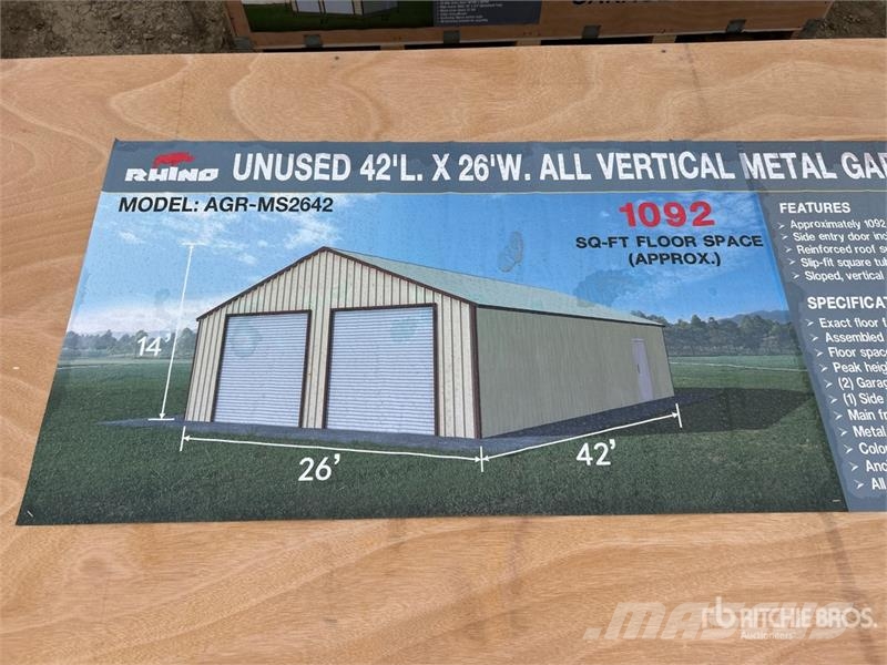  AGR-MS2642 26 ft x 42 ft x 14 ft Metal Garage Stor Stålrammmer