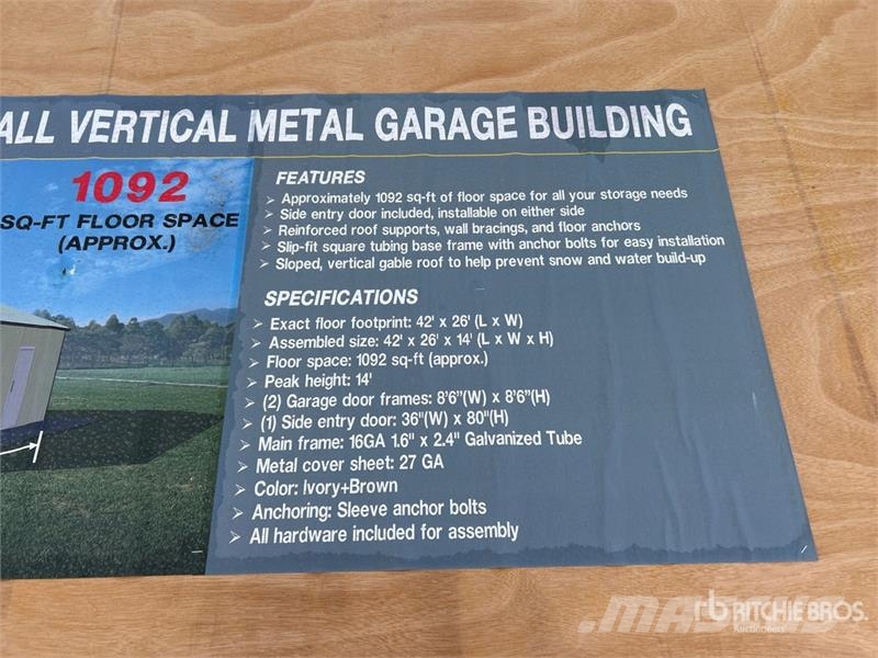 AGR-MS2642 26 ft x 42 ft x 14 ft Metal Garage Stor Stålrammmer