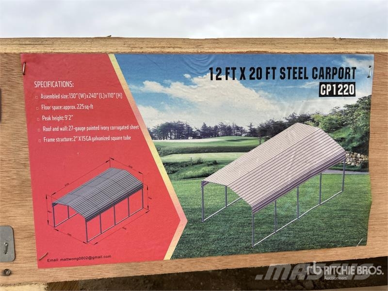 Agriquip CP1220 12 ft x 20 ft x 9 ft Carport (Unus 鋼架建築