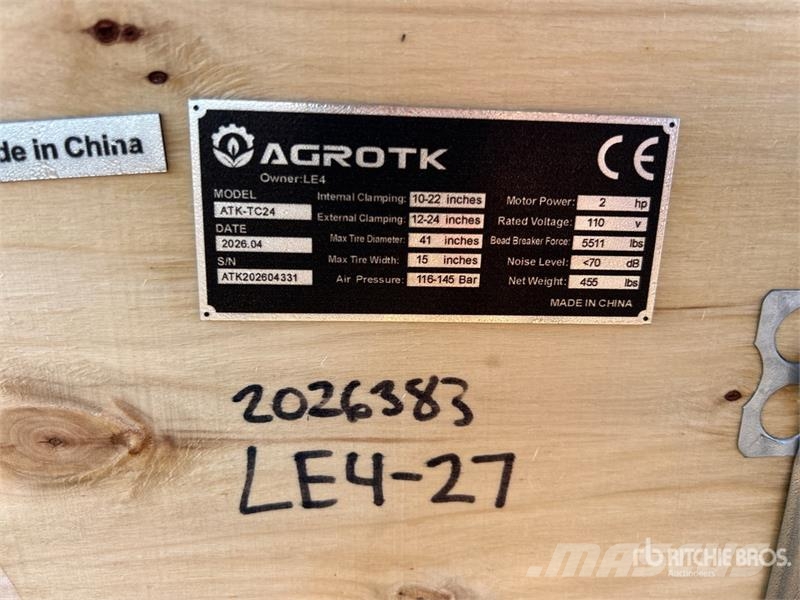 AGT ATK-TC24 Tire Changer (Unused) Otros