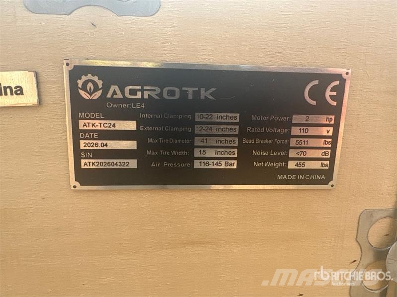 AGT ATK-TC24 Tire Changer (Unused) Otros
