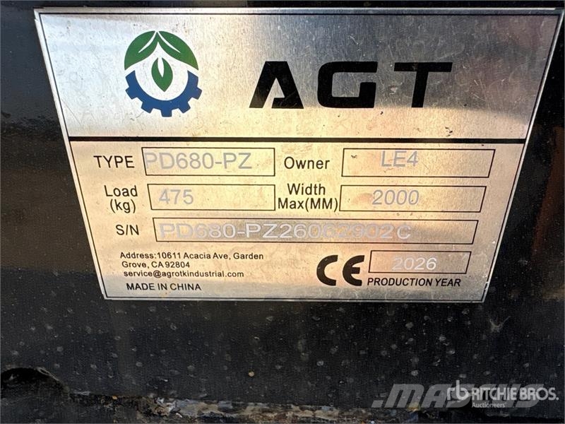 AGT PD680-PZ 48 in Skid Steer Post Driver (Unused) Fencing equipment