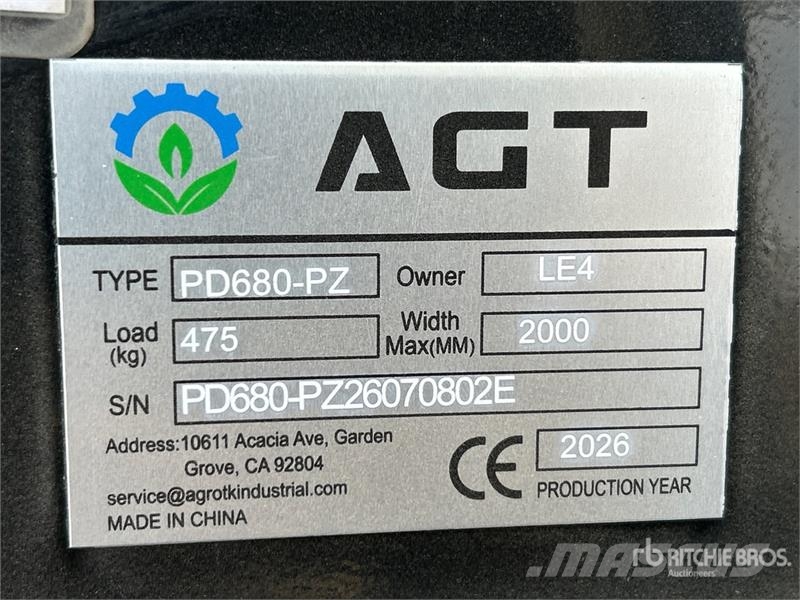AGT PD680-PZ 5.75 in Skid Steer Post Driver (Unused) Fencing equipment