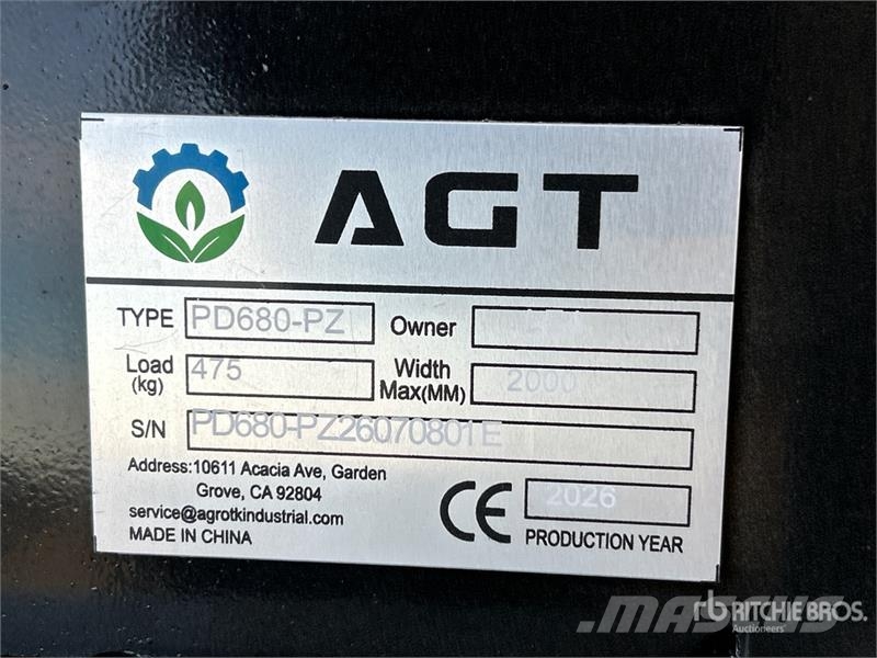 AGT PD680-PZ 5.75 in Skid Steer Post Driver (Unused) Fencing equipment