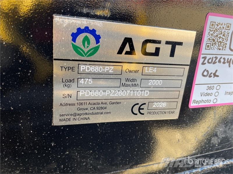 AGT PD680-PZ Skid Steer Post Driver (Unused) Fencing equipment