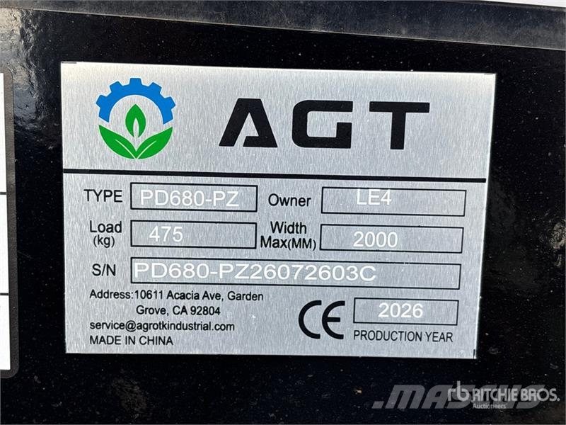 AGT PD680-PZ Skid Steer Post Driver (Unused) Fencing equipment