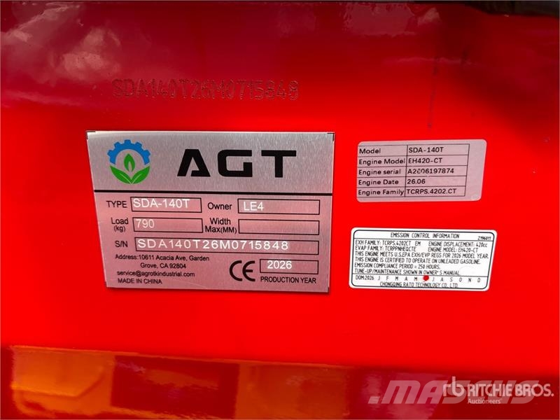 AGT SDA140T Mini Compact Track Loader (Unused) 스키드로더