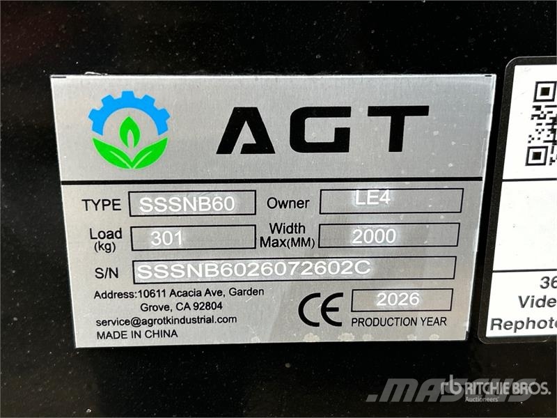 AGT SSSNB60 61 in Skid Steer Snowblower (Unused) Снігомітли