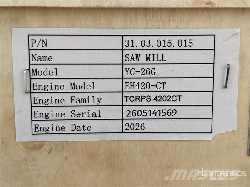 AGT YC-26G Portable Sawmill (Unused) Aserradoras