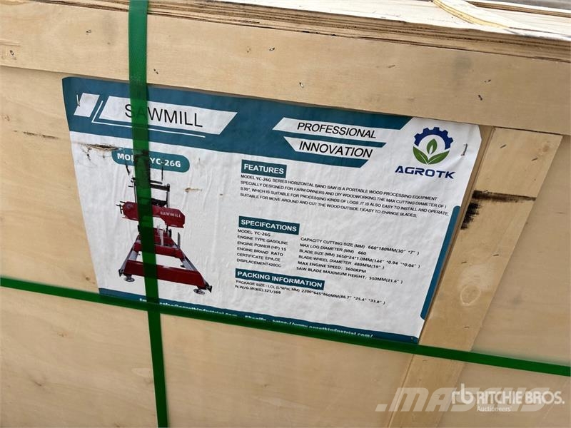 AGT YC-26G Portable Sawmill (Unused) Saeveskid