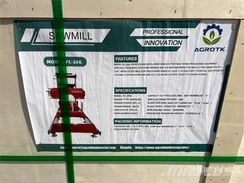 AGT YC-26G Portable Sawmill (Unused) Segherie
