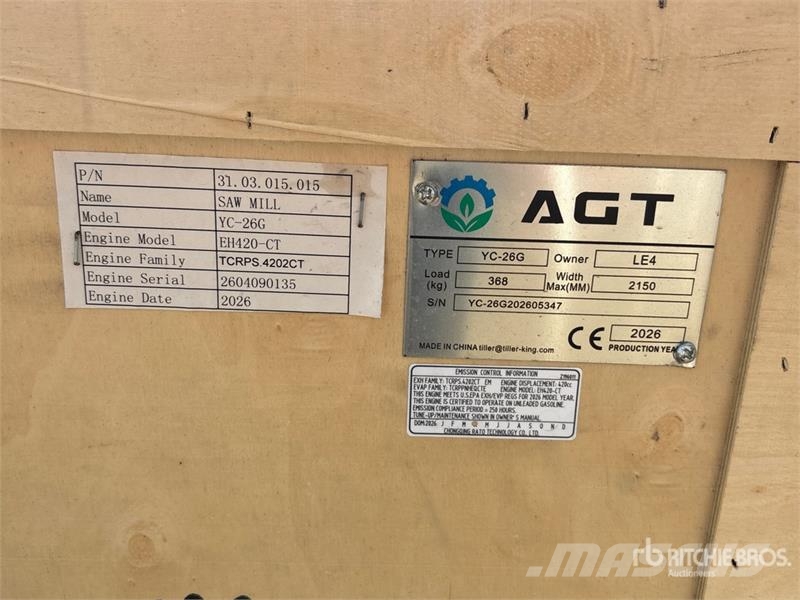 AGT YC-26G Portable Sawmill (Unused) Segherie