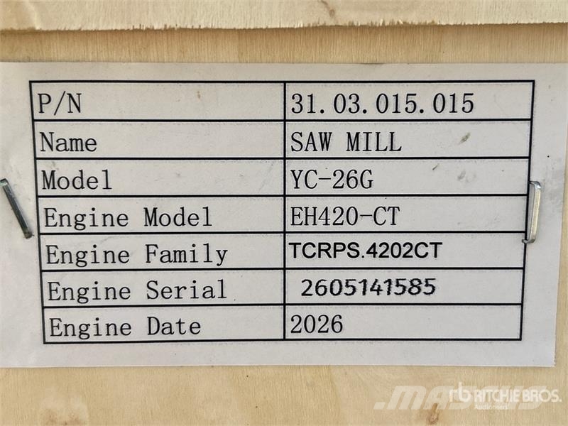AGT YC-26G Portable Sawmill (Unused) 제재소