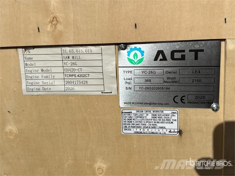 AGT YC-26G Portable Sawmill (Unused) Sawmills
